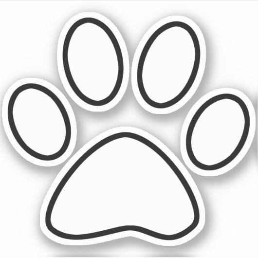 Witte pootafdruk zwarte omtrek sticker (Voorkant)