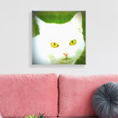 witte pootkat canvas afdruk (Insitu (Woonkamer))