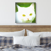 witte pootkat canvas afdruk (Insitu (Slaapkamer))
