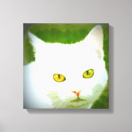 witte pootkat canvas afdruk