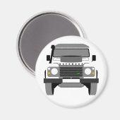 Witte Pop art Classic Land Rover Defender Magneet (Voorkant / Achterkant)