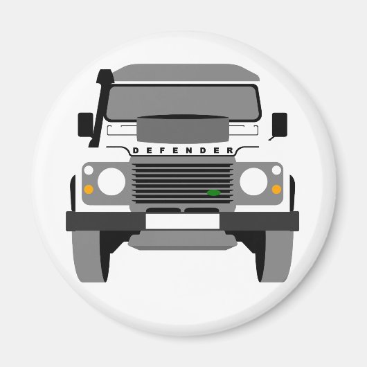 Witte Pop art Classic Land Rover Defender Magneet (Voorkant)