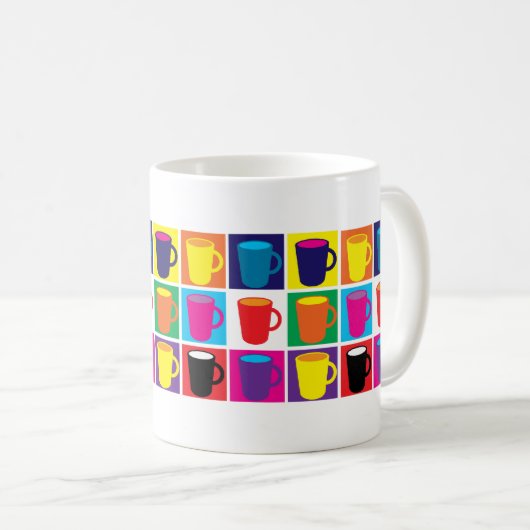 Witte "Pop Art" Geëiste Mok (Voorkant rechts)