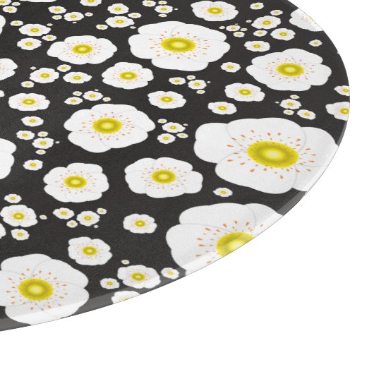 Witte Poppies Glas Snijplank (5 maten) (Hoek)