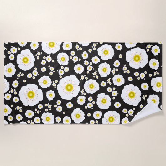 Witte Poppies Strandlaken (Voorkant)