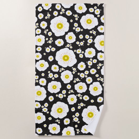 Witte Poppies Strandlaken (Voorkant)