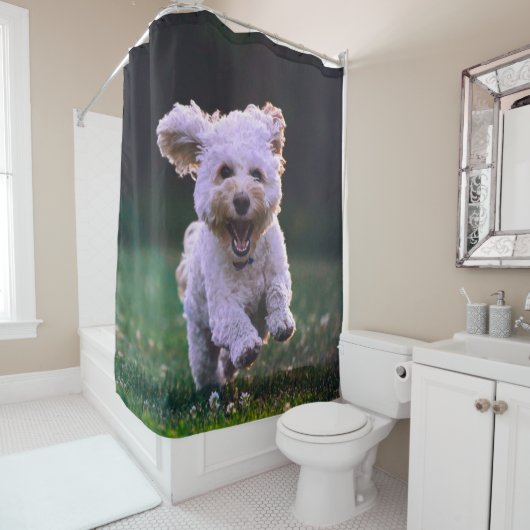 Witte porseleinkuif draaien douchegordijn (In situ)