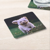 Witte porseleinkuif draaien kartonnen onderzetters (Schuin)