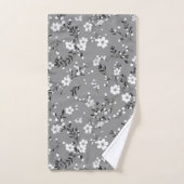 Witte posies op grijs bad handdoek (Handdoek)