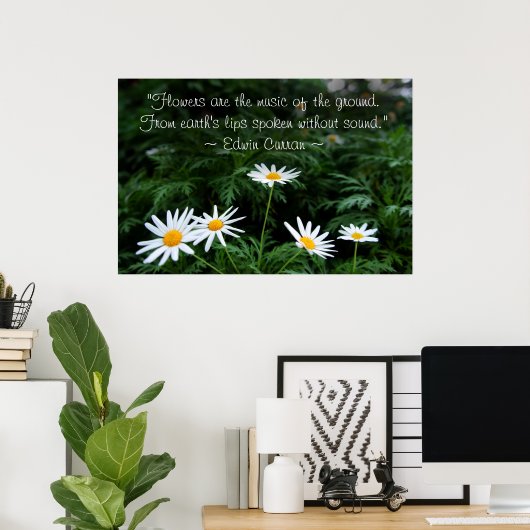 Witte Poster van wilde bloemen (Thuiskantoor)
