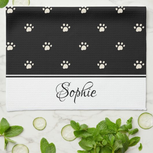 Witte poten gepersonaliseerd theedoek (Gevouwen)