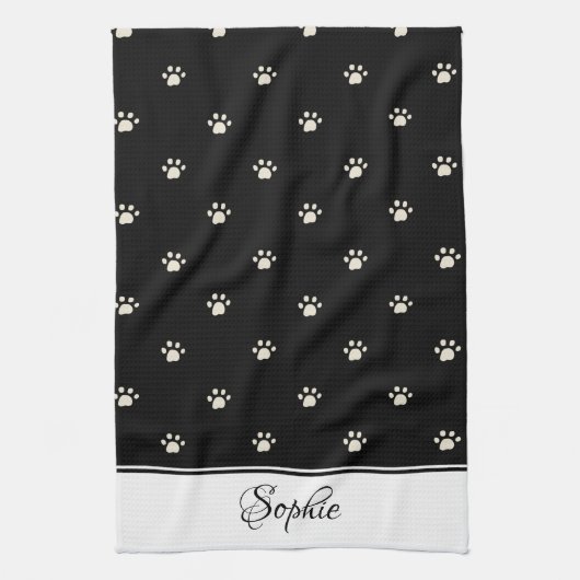 Witte poten gepersonaliseerd theedoek (Verticaal)