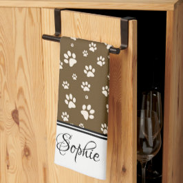 Witte poten gepersonaliseerd theedoek