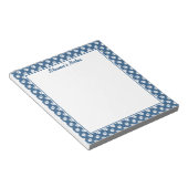 Witte poten op blauw met aangepaste tekst notitieblok (Schuin)