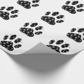 Witte poten op zwarte pootafdruk cadeaupapier (Hoek)