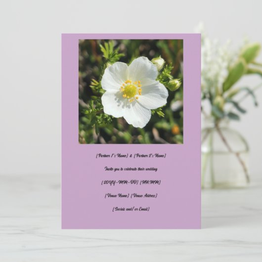 Witte Potentilla bruiloft Kaart (Staand voorkant)