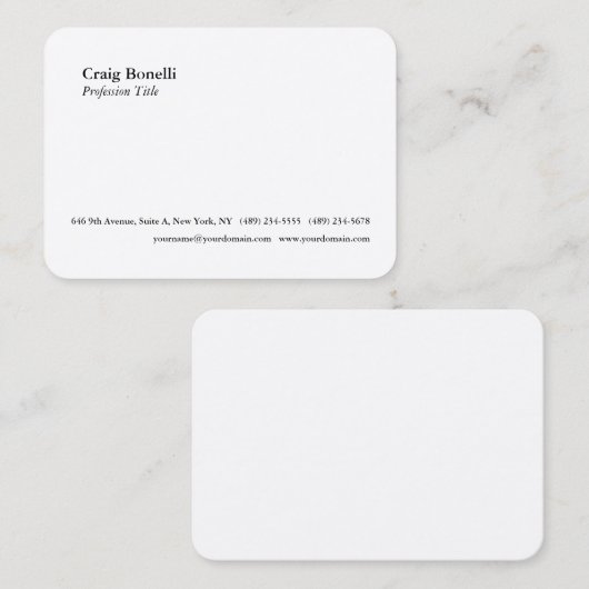 Witte Premium - minimalistische zijde - Moderne Pr Visitekaartje (Voorkant / Achterkant)