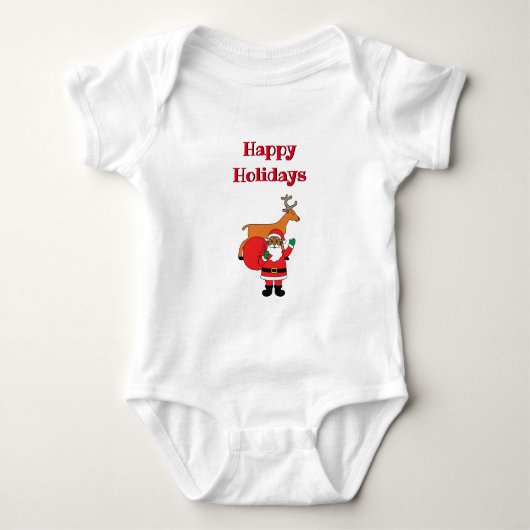 Witte Prettige Feestdagen Afro-Amerikaanse Kerstma Romper (Voorkant)