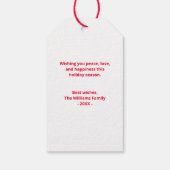 Witte Prettige feestdagen Amerikaanse kerstman Cadeaulabel (Achterkant)