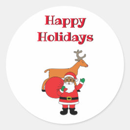 Witte Prettige feestdagen Amerikaanse kerstman Ronde Sticker
