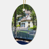 Witte Prikkelschutting Keramisch Ornament (Links)