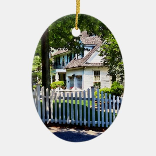 Witte Prikkelschutting Keramisch Ornament (Voorkant)