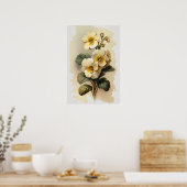 Witte Primrose Flowers Art Print Poster (Keuken)