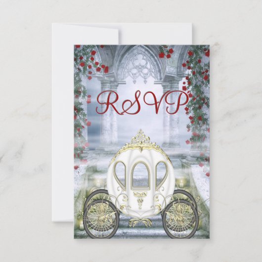 Witte prinses Carriage Enchanted RSVP Kaartje (Voorkant)