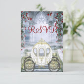 Witte prinses Carriage Enchanted RSVP Kaartje (Staand voorkant)