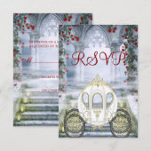 Witte prinses Carriage Enchanted RSVP Kaartje (Voorkant / Achterkant)