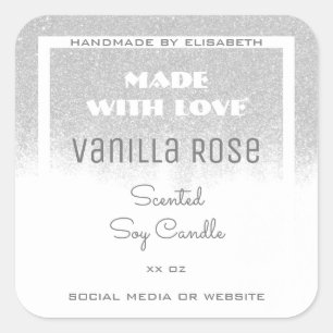 Witte Product Verpakking Etiketten Zilveren Glitte