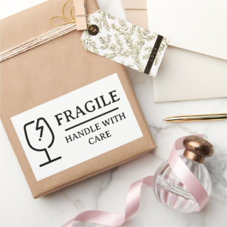 Witte Professionele Breekbaar Voorzichtig Hanteren Rechthoekige Sticker