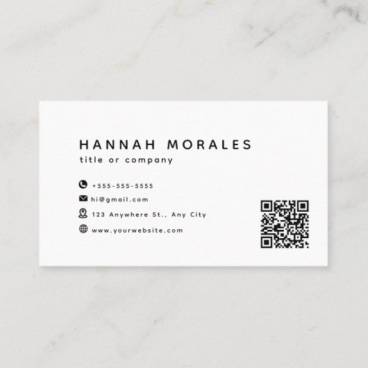 Witte Professionele QR Code Zakelijke Logo Visitekaartje (Achterkant)