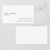 Witte Professionele Schone Vlakte Elegant Modern Visitekaartje (Voorkant / Achterkant)