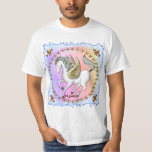 Witte Pronkende Pegasus Eenhoorn T-shirt