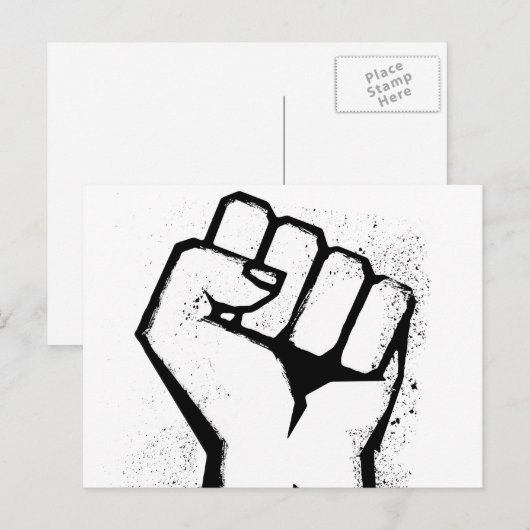 Witte Protests Vuist Briefkaart (Voorkant / Achterkant)