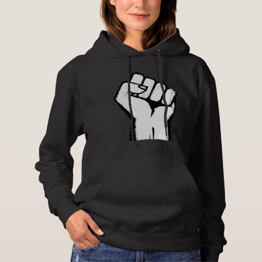 Witte Protests Vuist Hoodie (Voorkant)