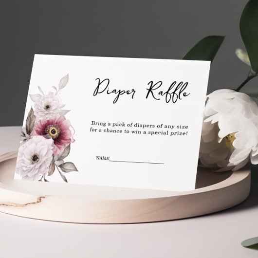 Witte Pruim Bloemenluier Raffle Baby shower Informatiekaartje