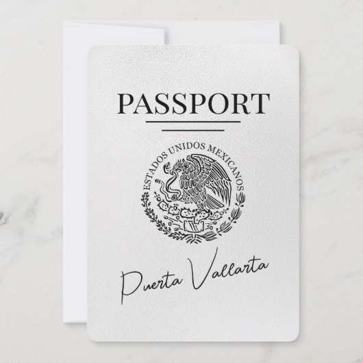 Witte Puerta Vallarta Passport bruiloft Kaart (Achterkant)