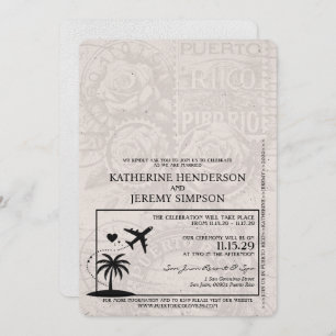 Witte Puerto Rico Paspoort bruiloft Kaart