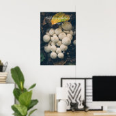 Witte puffbalpaddenstoelen tussen herfstbladeren poster (Thuiskantoor)