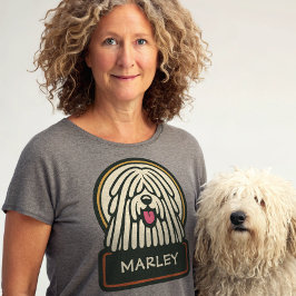 Witte Puli of Komondor Schattigee Mop Dog met Drea T-shirt
