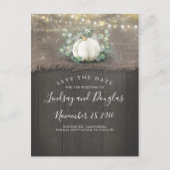 Witte Pumpkin Rustic Save the Date Aankondigingskaart (Voorkant)