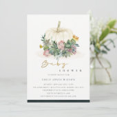 WITTE PUMPKIN SUCCULENT FAUNA BABY SHOWER INVITE BEDANKKAART (Staand voorkant)