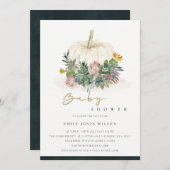 WITTE PUMPKIN SUCCULENT FAUNA BABY SHOWER INVITE BEDANKKAART (Voorkant / Achterkant)