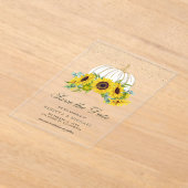 Witte Pumpkin Zonnebloemen Huwelijk Save the Date Acryl Uitnodigingen (Laagn)