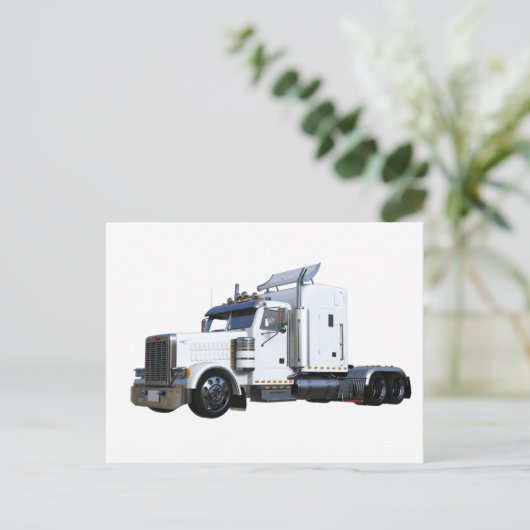 Witte punttractoraanhangwagen briefkaart (Staand voorkant)