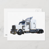 Witte punttractoraanhangwagen briefkaart (Voorkant / Achterkant)