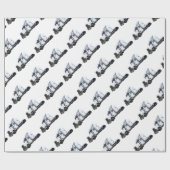 Witte punttractoraanhangwagen cadeaupapier (Vlak)