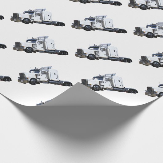 Witte punttractoraanhangwagen cadeaupapier (Hoek)